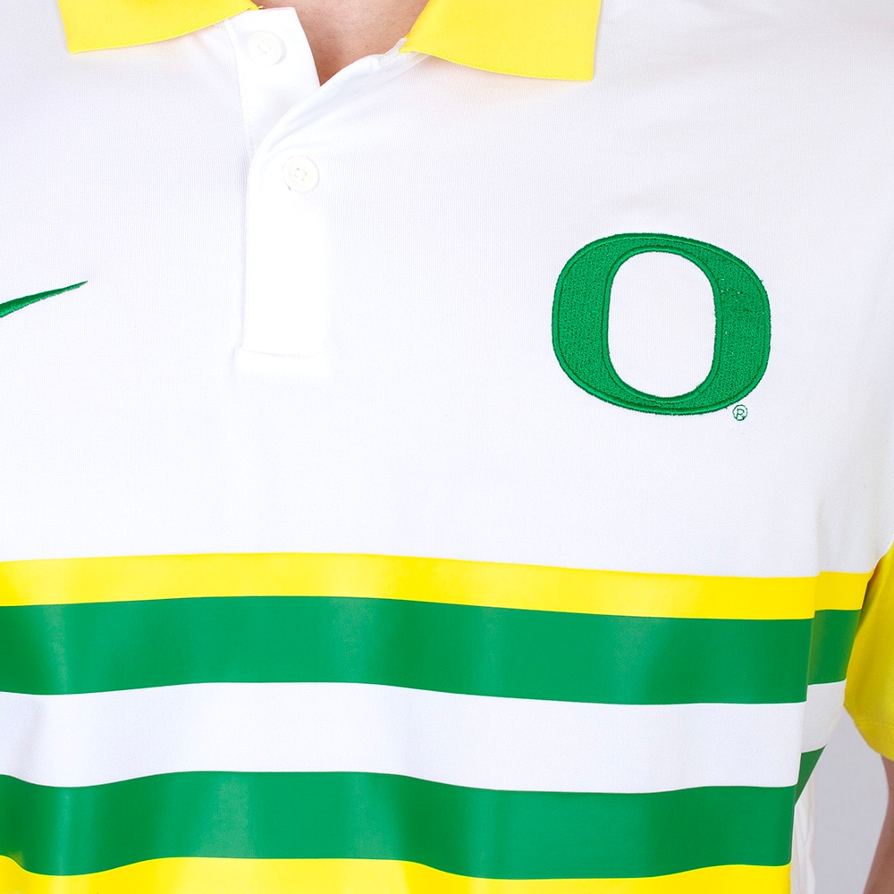 Classic Oregon O, Nike, Yellow, Polo, Performance/Dri-FIT, Men, Vapor, UV Protective, Stripe, 853984